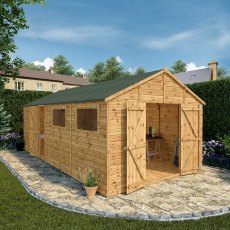 20x10 Mercia Premium Shiplap Apex Workshop - with doors open