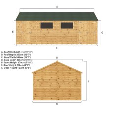 20x10 Mercia Premium Shiplap Reverse Apex Workshop - dimensions