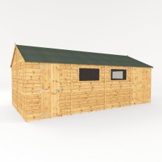 20x10 Mercia Premium Shiplap Reverse Apex Workshop - isolated with double and single doors closed