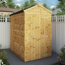 6z4 Mercia Shiplap Apex & Reverse Apex Shed - Windowless - in situ, angle view, doors closed