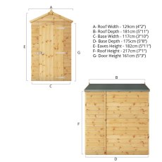 6z4 Mercia Shiplap Apex & Reverse Apex Shed - Windowless - dimensions