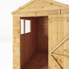 7x5 Mercia Shiplap Apex & Reverse Apex Shed - isolated door view, door open