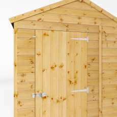 8x6 Mercia Shiplap Apex & Reverse Apex Shed - Windowless - in situ, door