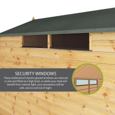 8x6 Mercia Shiplap Apex Security Shed - Security Windows
