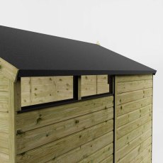High-level security window detail on Mercia 8x6 shed with narrow glazing strip