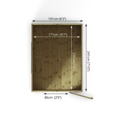 Floor plan of Mercia 8x6 security shed showing internal layout and measurements