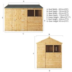 10x6 Mercia Shiplap Apex & Reverse Apex Shed - dimensions for reverse apex style