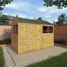 10x6 Mercia Shiplap Apex & Reverse Apex Shed - reverse apex style insitu with door closed