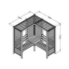 Forest Firenze Corner Garden Arbour Seat - rendered image with dimensions