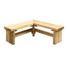 Forest Double Sleeper Corner Wooden Bench - isolated image