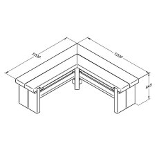 Forest Double Sleeper Corner Wooden Bench - dimension