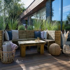 Forest Double Sleeper Corner Wooden Bench - showing the different positions for the bench