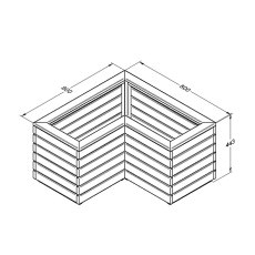 Forest Linear Corner Wooden Planter 0.8m - rendered image with dimensions