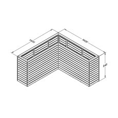 Forest Linear Corner Wooden Planter 1.6m - dimensions