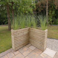 Forest Linear Corner Wooden Planter 1.6m - insitu displaying plants