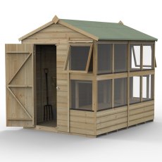 8x6 Forest Shiplap Potting Shed - Pressure Treated - isolated angle view, doors open