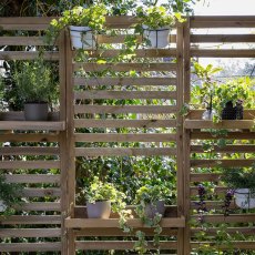 Forest Slatted Tall Wall Planter 1 Shelf - close up of slats and shelves