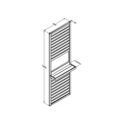 Forest Slatted Tall Wall Planter 1 Shelf - rendered image with dimensions