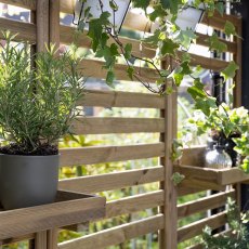 Forest Slatted Tall Wall Planter 2 Shelves - close up of slats and shelves