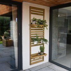 Forest Slatted Tall Wall Planter 2 Shelves - showing the different locations