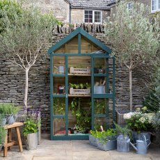 Forest Georgian Tall Wall Greenhouse with Auto Vent - painted and accessorized