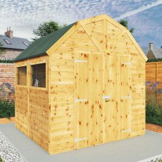 8x8 Mercia Premium Shiplap T&G Dutch Barn Shed - insitu with doors closed