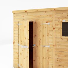 10x6 Mercia Premium Shiplap Pent Shed - isolated view - door open