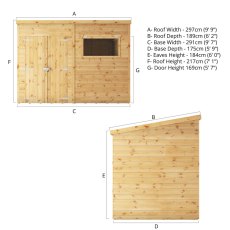 10x6 Mercia Premium Shiplap Pent Shed - dimensions