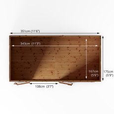 12x6 Mercia Premium Shiplap T&G Pent Shed - Footprint