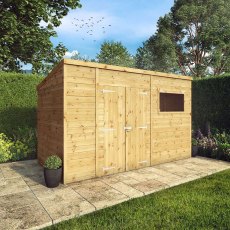 12x6 Mercia Premium Shiplap T&G Pent Shed - In Situ, Doors Closed