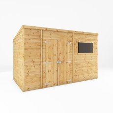 12x6 Mercia Premium Shiplap T&G Pent Shed - White Background, Doors Closed