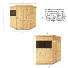 7x7 Mercia Shiplap Corner Shed - dimensions