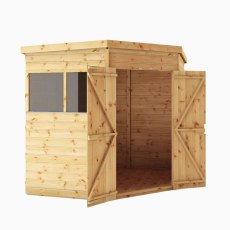 7x7 Mercia Shiplap Corner Shed - isolated with doors open