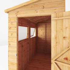 8x4 Mercia Premium Shiplap Pent Shed - isolated door view