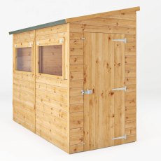 8x4 Mercia Premium Shiplap Pent Shed - isolated angle view, doors closed