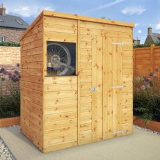 6x4 Mercia Shiplap Pent Shed - insitu with doors closed