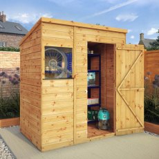 6x4 Mercia Shiplap Pent Shed - insitu with doors open