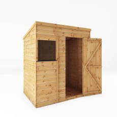 6x4 Mercia Shiplap Pent Shed - isolated with doors open