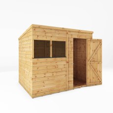 8x6 Mercia Shiplap Pent Shed - isolated with doors open