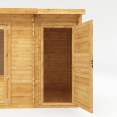 4.1m X 2.5m Mercia Pent Log Cabin With Side Shed - 28mm Logs - isolated side shed view