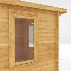 4.1m X 2.5m Mercia Pent Log Cabin With Side Shed - 28mm Logs - isolated window view
