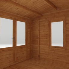 4mx3m Mercia Home Office Log Cabin (28mm To 44mm Logs) - isolated side internal view