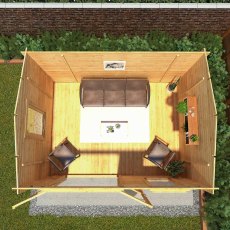 4mx3m Mercia Home Office Log Cabin (28mm To 44mm Logs) - in situ, top view