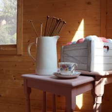 4mx3m Mercia Home Office Log Cabin (28mm To 44mm Logs) - in situ, tea stand