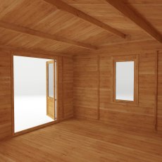 5m X 4m Mercia Home Office Elite Log Cabin (34mm To 44mm Logs) - isolated internal view
