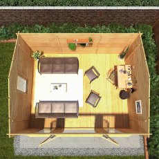 5m x 4m Home Office Director Log Cabin (28mm To 44mm Logs) - in situ, top view