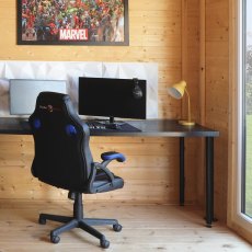 5m x 4m Home Office Director Log Cabin (28mm To 44mm Logs) - in situ, desk