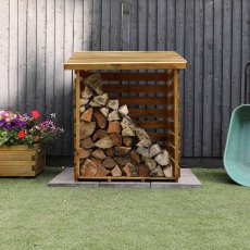 3x3 Mercia Single Log Store - Pressure Treated - insitu front view