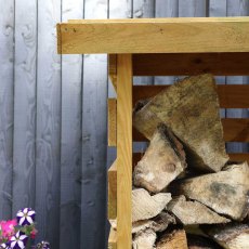 3x3 Mercia Single Log Store - Pressure Treated - close up of logs insitu