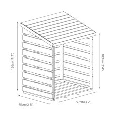3x3 Mercia Single Log Store - Pressure Treated - dimensions